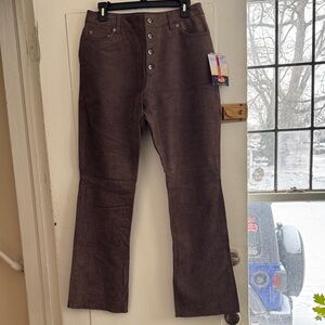 Brown, distressed, leather pants